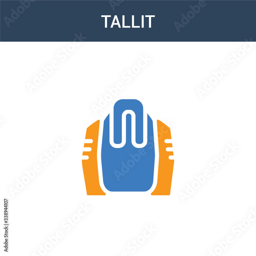 two colored Tallit concept vector icon. 2 color Tallit vector illustration. isolated blue and orange eps icon on white background.