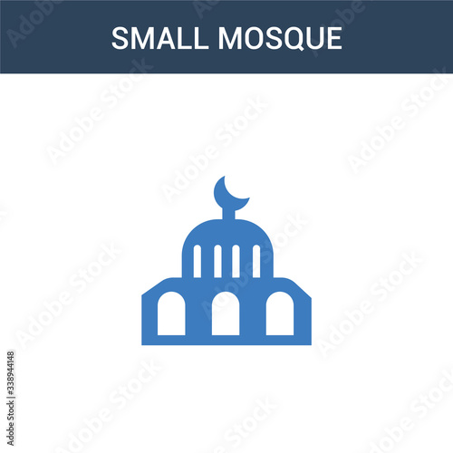 two colored Small Mosque concept vector icon. 2 color Small Mosque vector illustration. isolated blue and orange eps icon on white background.