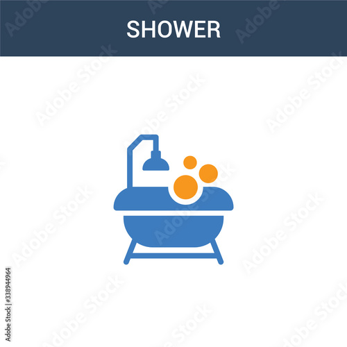 two colored Shower concept vector icon. 2 color Shower vector illustration. isolated blue and orange eps icon on white background.