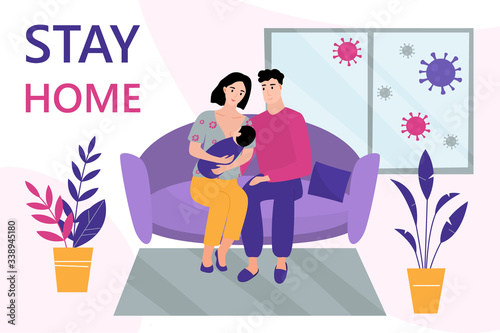 I stay at home coronavirus prevention: family smiling and staying together