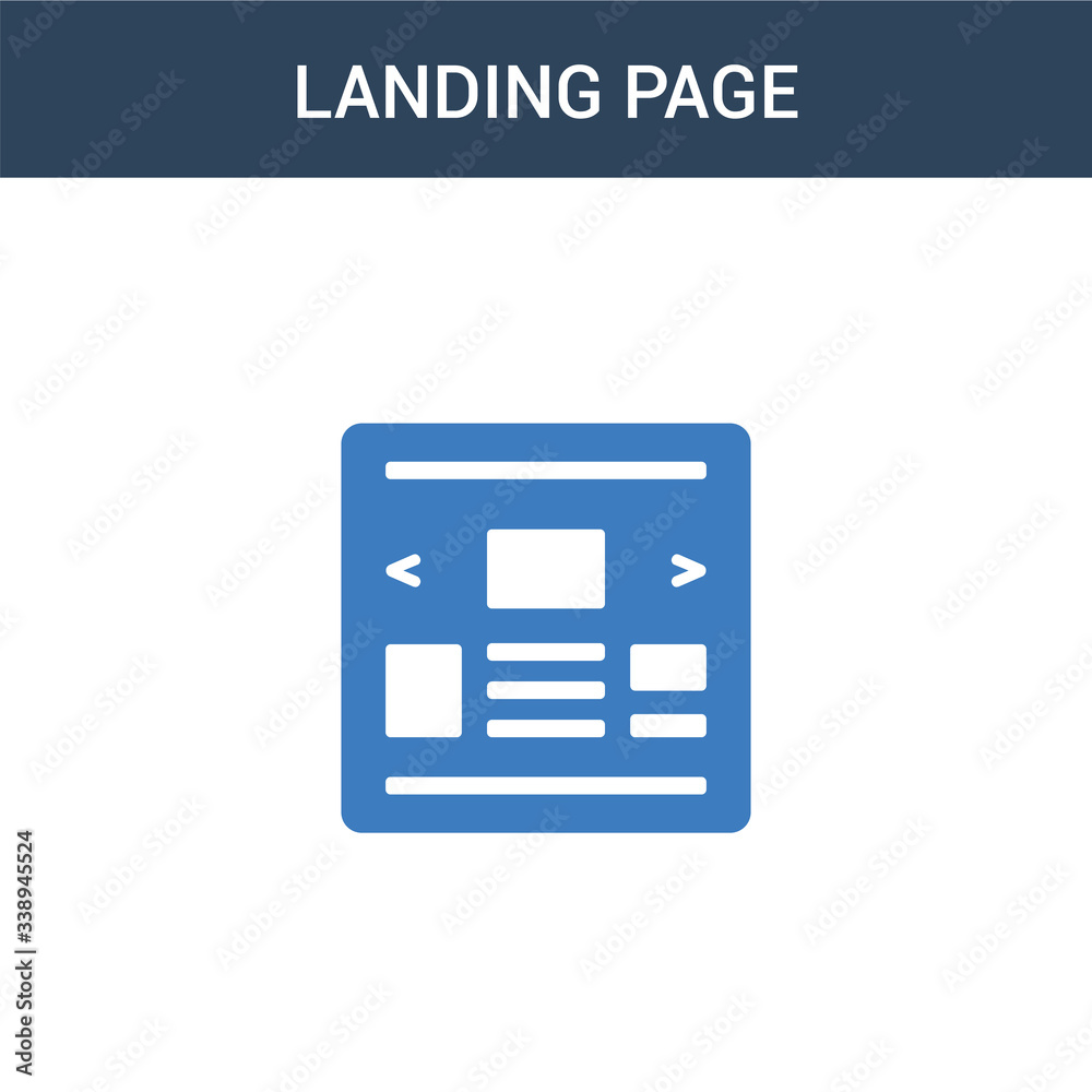 Fototapeta premium two colored Landing page concept vector icon. 2 color Landing page vector illustration. isolated blue and orange eps icon on white background.