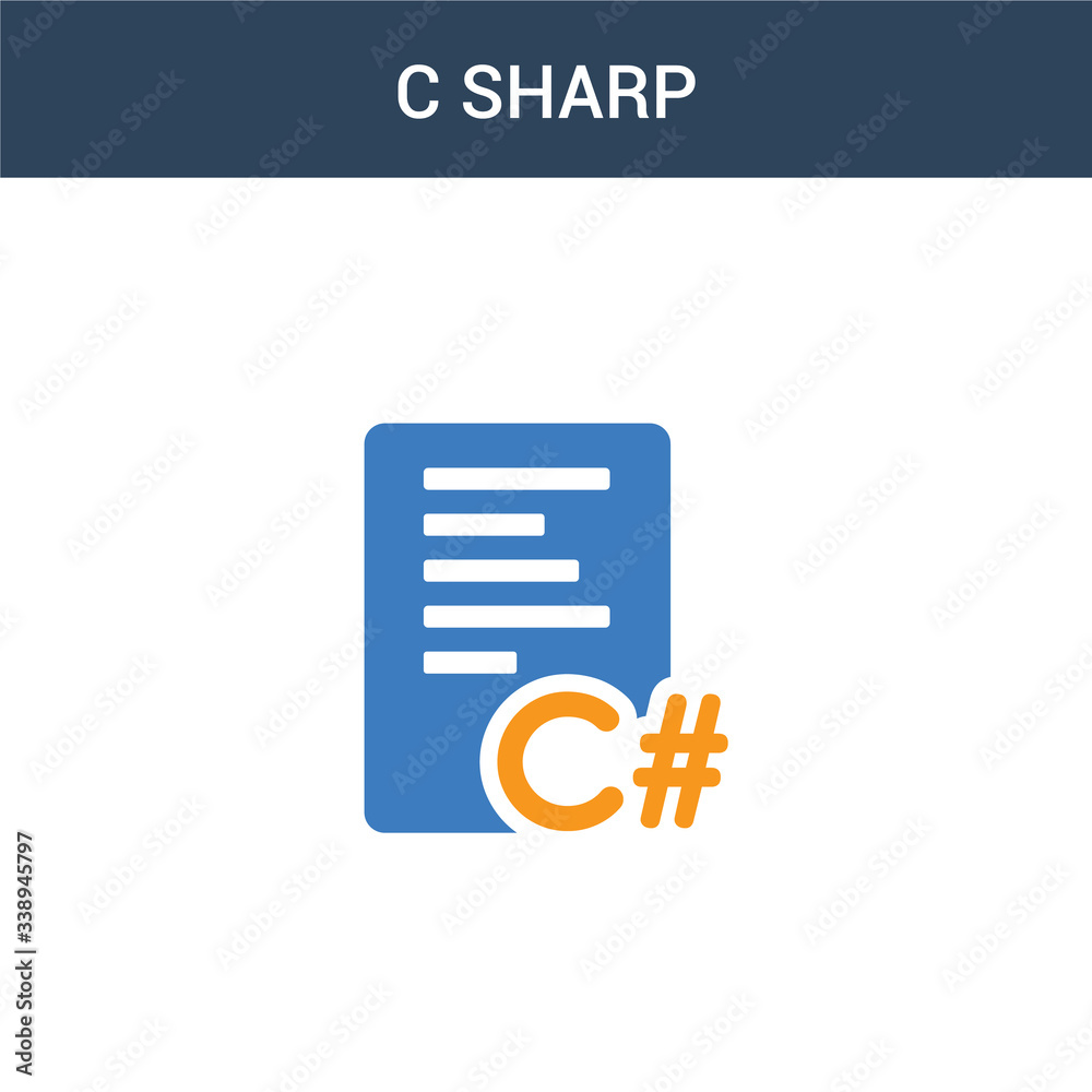 two colored C sharp concept vector icon. 2 color C sharp vector ...