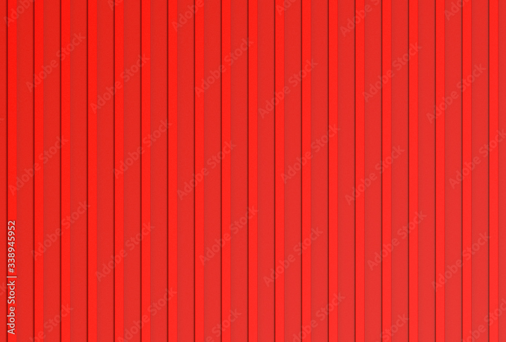 3d rendering. modern vertical Red color metal panel parallel shutter door or container wall texture background.