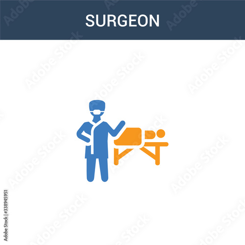 two colored Surgeon concept vector icon. 2 color Surgeon vector illustration. isolated blue and orange eps icon on white background.