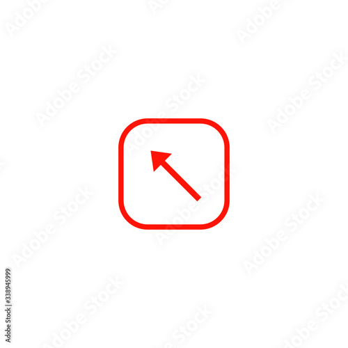 arrow pointing up and left in box with rounded corners