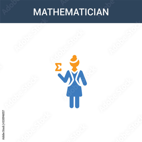 two colored Mathematician concept vector icon. 2 color Mathematician vector illustration. isolated blue and orange eps icon on white background.