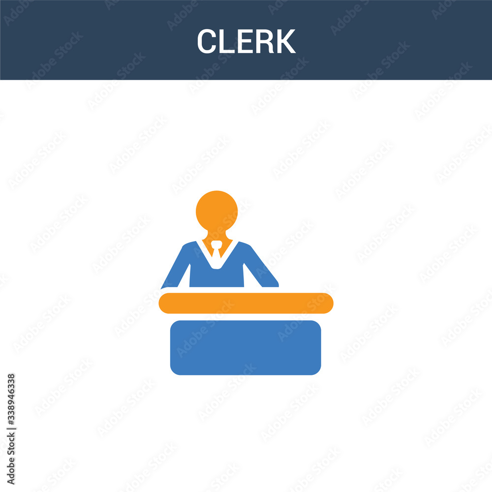 two colored Clerk concept vector icon. 2 color Clerk vector illustration. isolated blue and orange eps icon on white background.