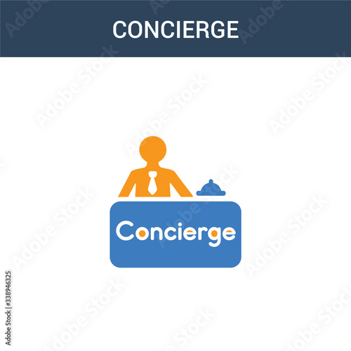 two colored Concierge concept vector icon. 2 color Concierge vector illustration. isolated blue and orange eps icon on white background.