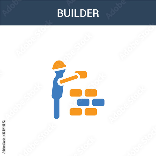 two colored Builder concept vector icon. 2 color Builder vector illustration. isolated blue and orange eps icon on white background.