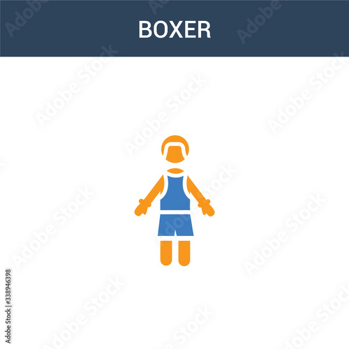 two colored Boxer concept vector icon. 2 color Boxer vector illustration. isolated blue and orange eps icon on white background.