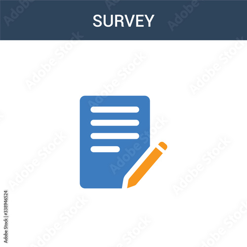 two colored Survey concept vector icon. 2 color Survey vector illustration. isolated blue and orange eps icon on white background.