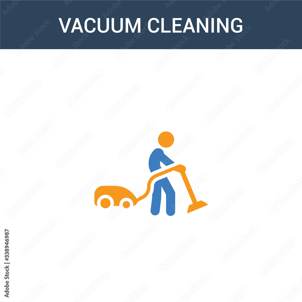 two colored Vacuum cleaning concept vector icon. 2 color Vacuum cleaning vector illustration. isolated blue and orange eps icon on white background.