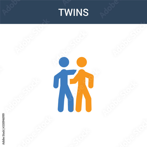 two colored Twins concept vector icon. 2 color Twins vector illustration. isolated blue and orange eps icon on white background.