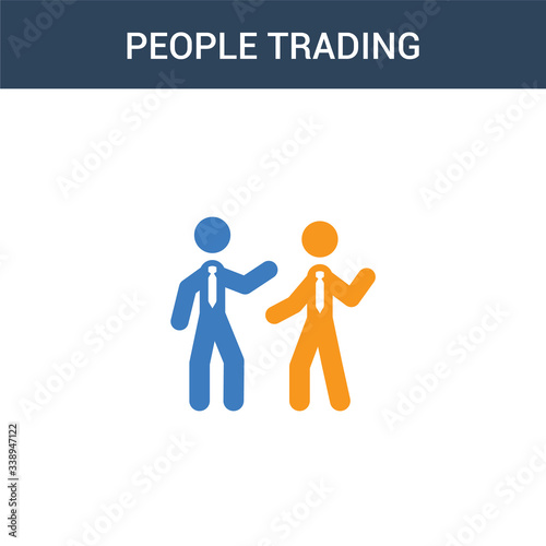 two colored People Trading concept vector icon. 2 color People Trading vector illustration. isolated blue and orange eps icon on white background.