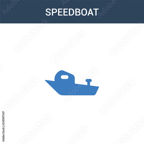 two colored speedboat concept vector icon. 2 color speedboat vector illustration. isolated blue and orange eps icon on white background.