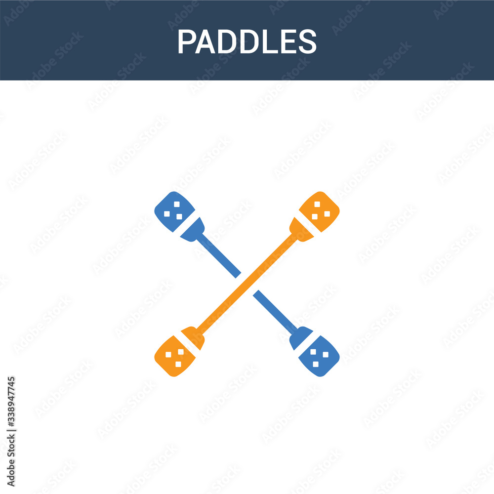 two colored Paddles concept vector icon. 2 color Paddles vector illustration. isolated blue and orange eps icon on white background.
