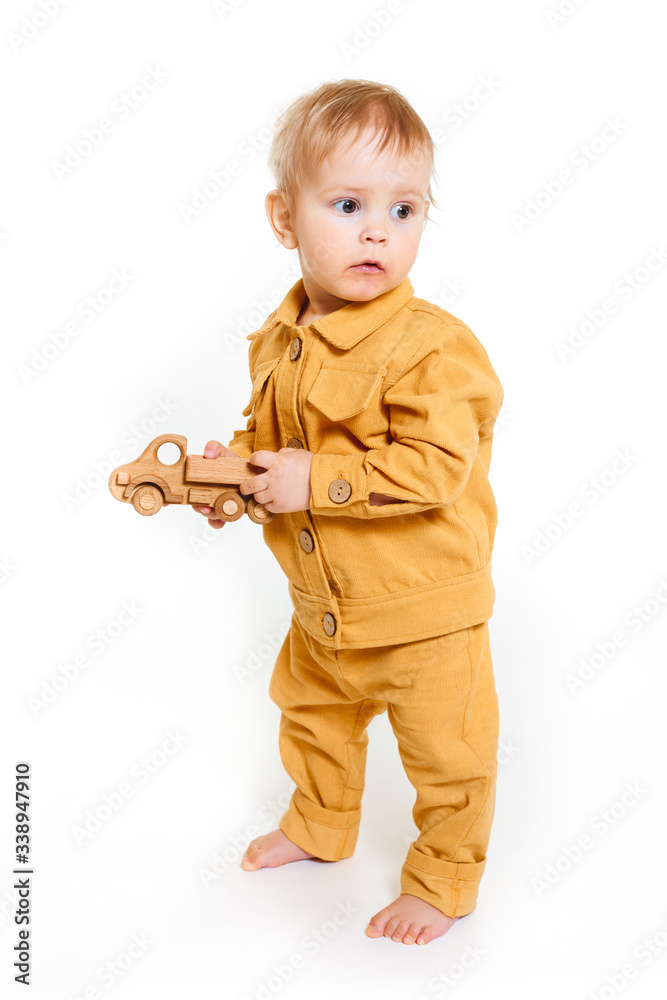 Portrait of little boy isolated on white background