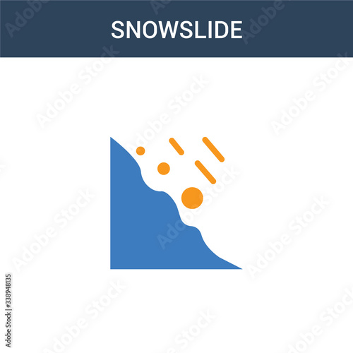 two colored Snowslide concept vector icon. 2 color Snowslide vector illustration. isolated blue and orange eps icon on white background.