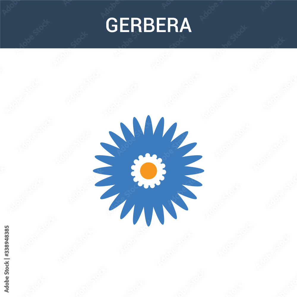 Fototapeta premium two colored Gerbera concept vector icon. 2 color Gerbera vector illustration. isolated blue and orange eps icon on white background.