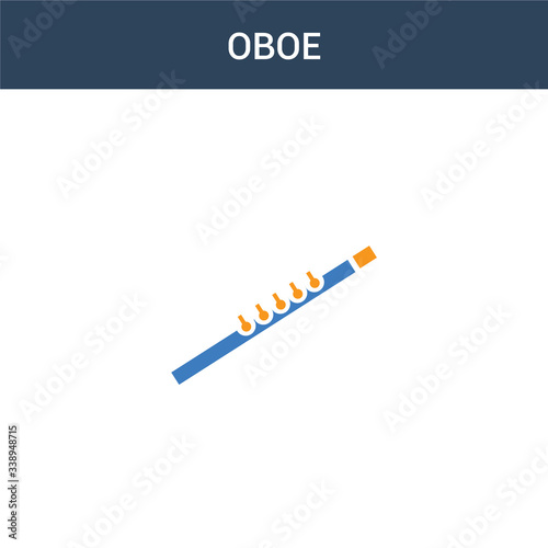 two colored Oboe concept vector icon. 2 color Oboe vector illustration. isolated blue and orange eps icon on white background.