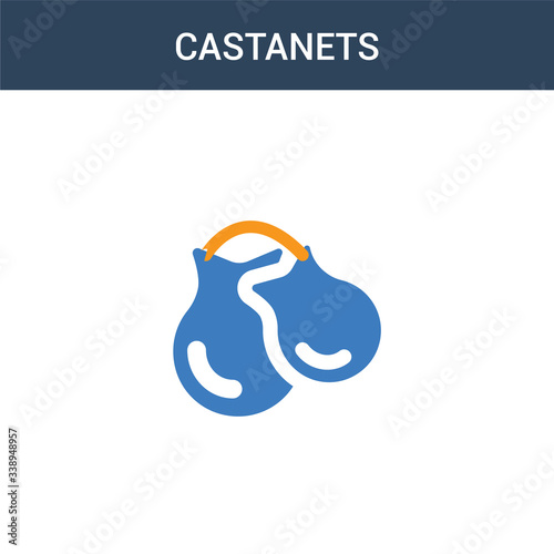 two colored Castanets concept vector icon. 2 color Castanets vector illustration. isolated blue and orange eps icon on white background.