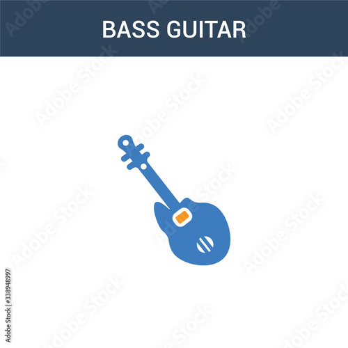 two colored Bass Guitar concept vector icon. 2 color Bass Guitar vector illustration. isolated blue and orange eps icon on white background.