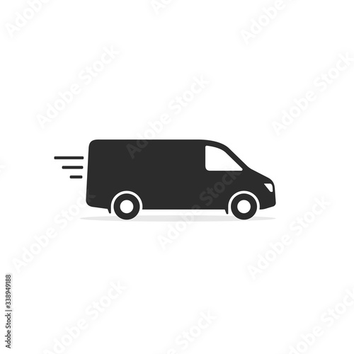 Delivery Van truck icon, minibus isolated on white background. Vector simple illustration photo