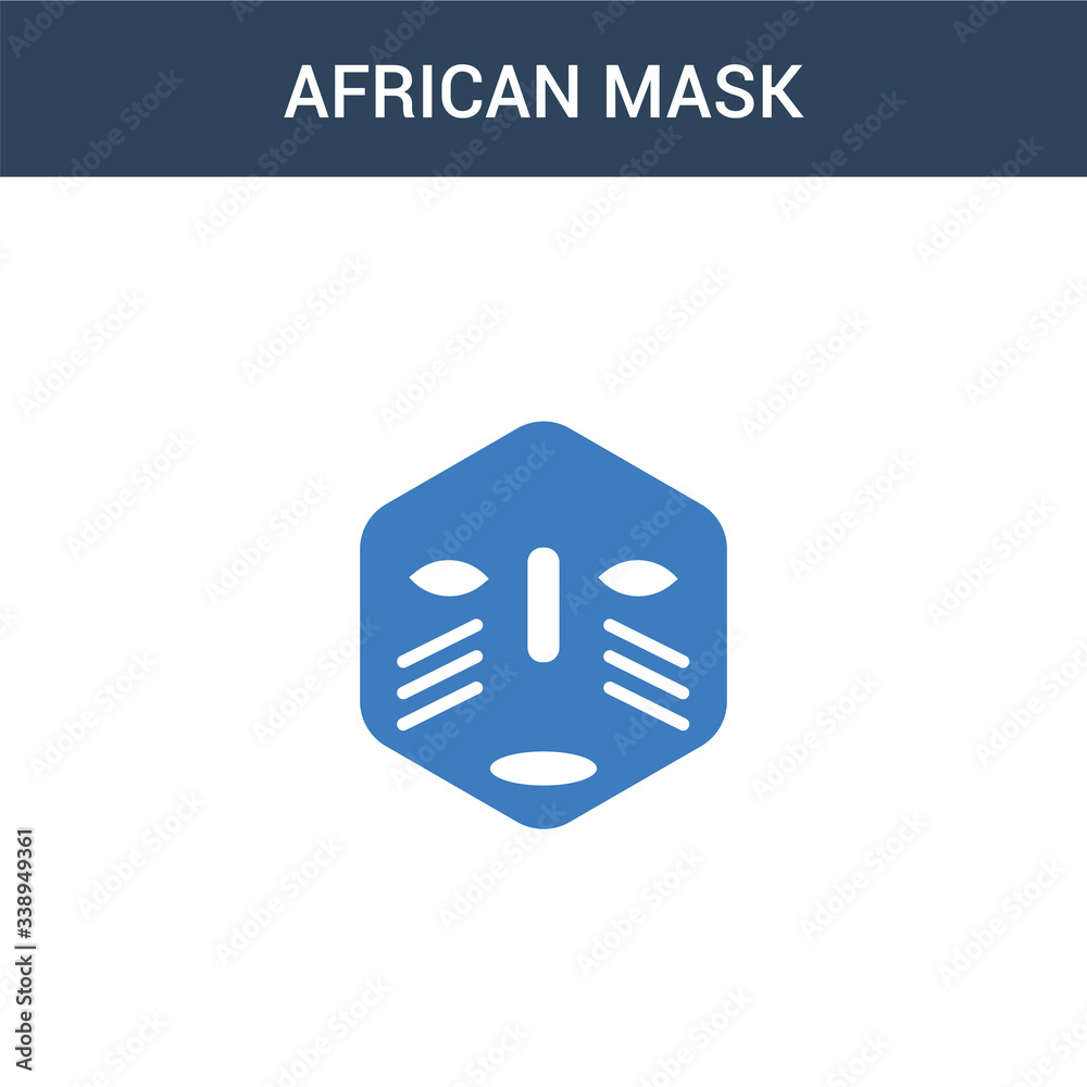 two colored african Mask concept vector icon. 2 color african Mask vector illustration. isolated blue and orange eps icon on white background.