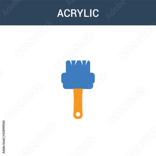 two colored Acrylic concept vector icon. 2 color Acrylic vector illustration. isolated blue and orange eps icon on white background.