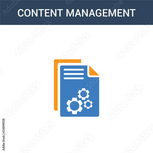 two colored Content Management concept vector icon. 2 color Content Management vector illustration. isolated blue and orange eps icon on white background.