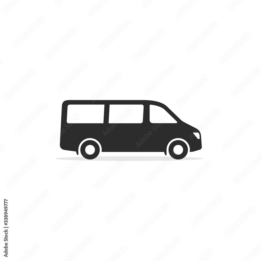 Passenger van Minibus icon. Vector isolated simple sign