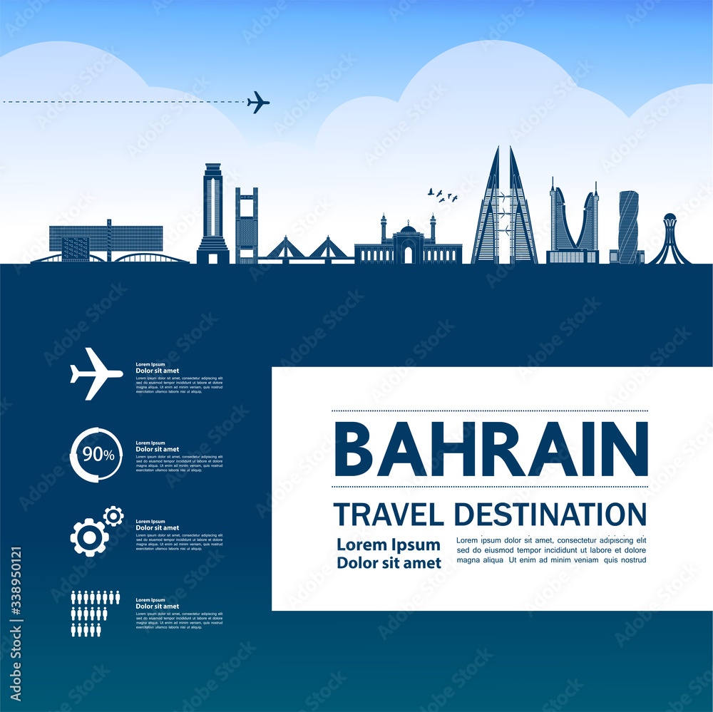 Bahrain travel destination grand vector illustration. 