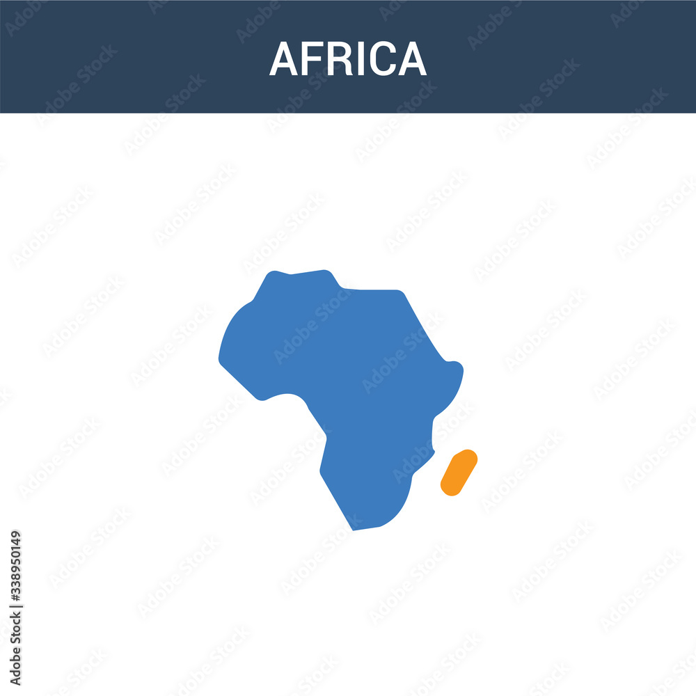 two colored Africa concept vector icon. 2 color Africa vector illustration. isolated blue and orange eps icon on white background.