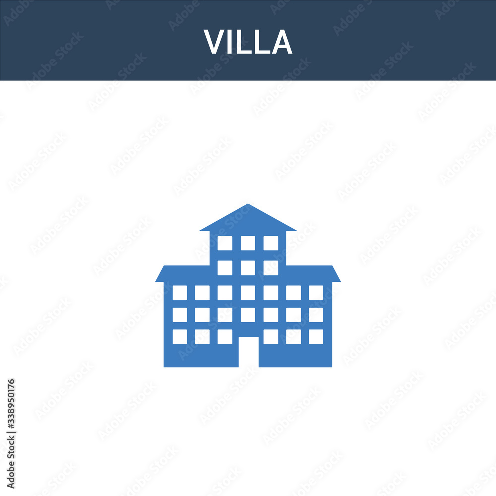 two colored Villa concept vector icon. 2 color Villa vector illustration. isolated blue and orange eps icon on white background.