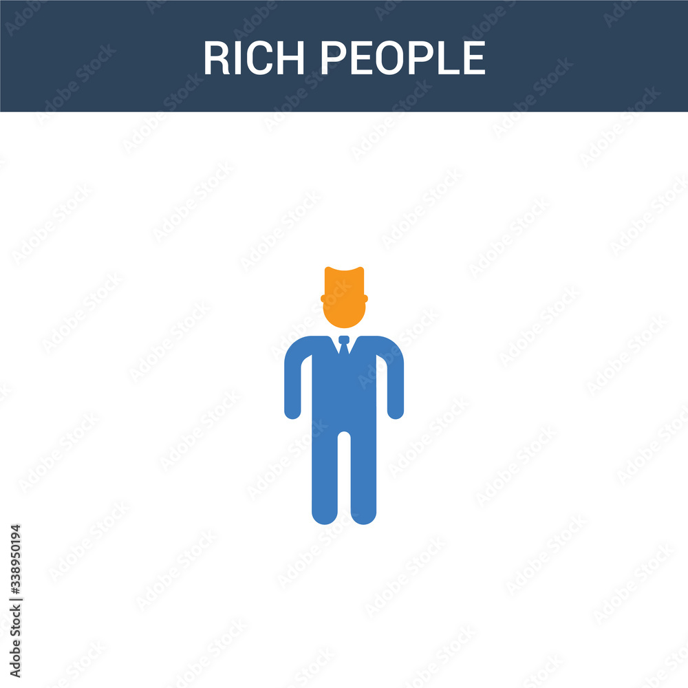 two colored Rich people concept vector icon. 2 color Rich people vector illustration. isolated blue and orange eps icon on white background.