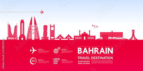 Bahrain travel destination grand vector illustration. 