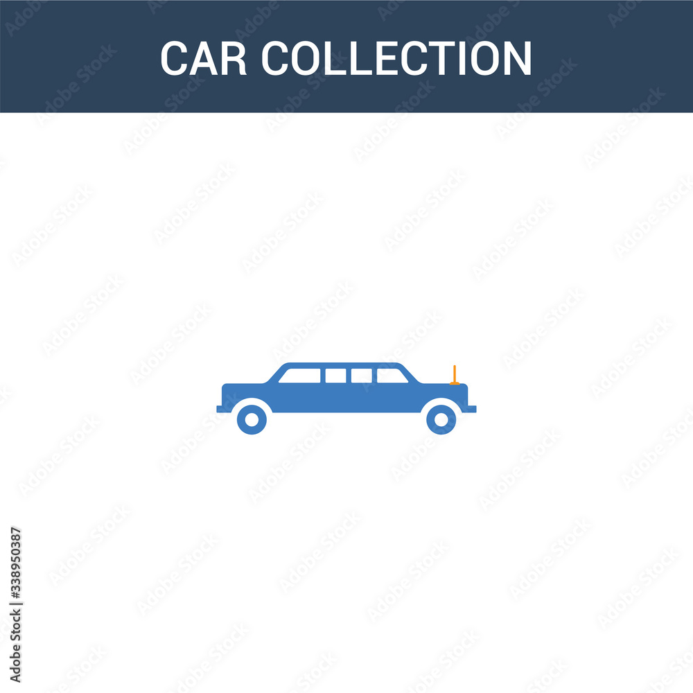 two colored Car collection concept vector icon. 2 color Car collection vector illustration. isolated blue and orange eps icon on white background.