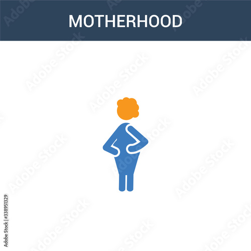 two colored Motherhood concept vector icon. 2 color Motherhood vector illustration. isolated blue and orange eps icon on white background.