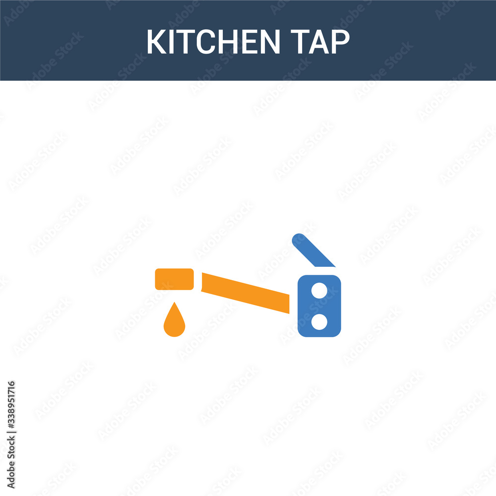 two colored kitchen Tap concept vector icon. 2 color kitchen Tap vector illustration. isolated blue and orange eps icon on white background.