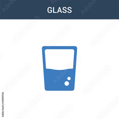 two colored glass concept vector icon. 2 color glass vector illustration. isolated blue and orange eps icon on white background.