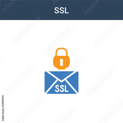 two colored Ssl concept vector icon. 2 color Ssl vector illustration. isolated blue and orange eps icon on white background.