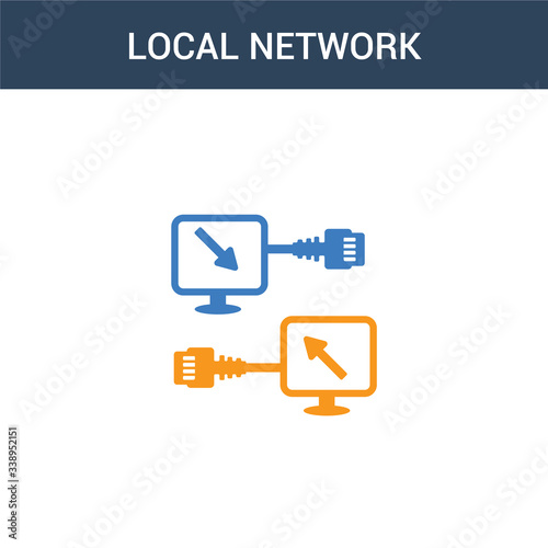 two colored Local network concept vector icon. 2 color Local network vector illustration. isolated blue and orange eps icon on white background.