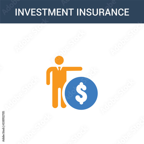 two colored Investment insurance concept vector icon. 2 color Investment insurance vector illustration. isolated blue and orange eps icon on white background.