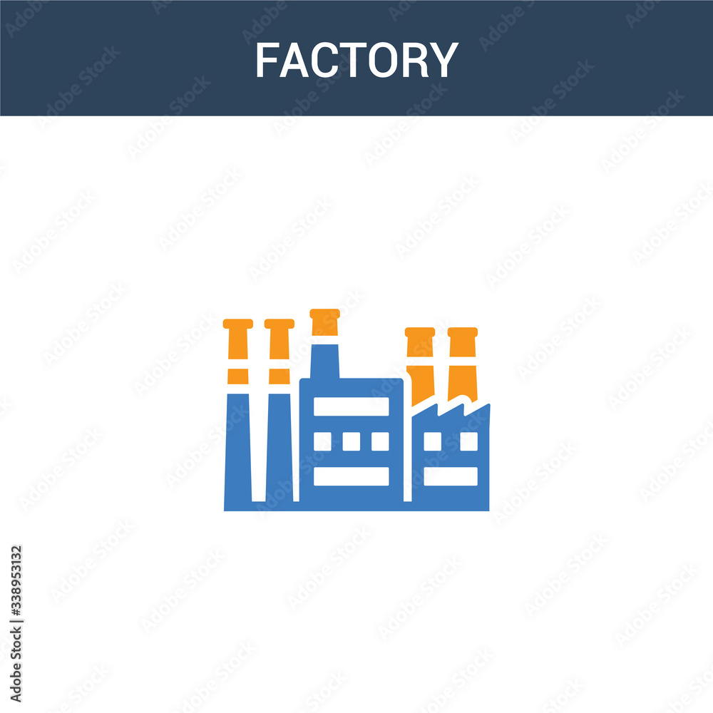 two colored Factory concept vector icon. 2 color Factory vector illustration. isolated blue and orange eps icon on white background.