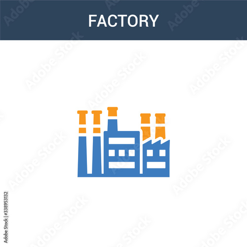 two colored Factory concept vector icon. 2 color Factory vector illustration. isolated blue and orange eps icon on white background.