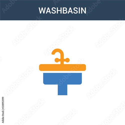 two colored Washbasin concept vector icon. 2 color Washbasin vector illustration. isolated blue and orange eps icon on white background.