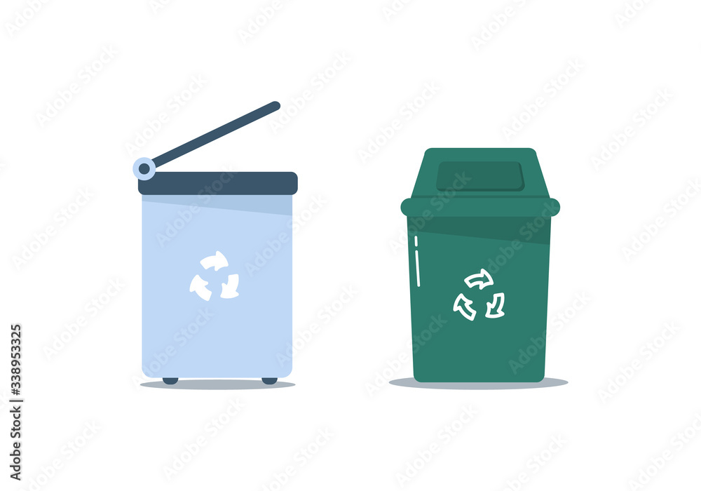 Colored trash bins. Colored trash bins.
