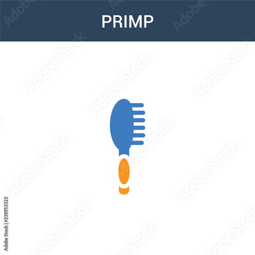 two colored primp concept vector icon. 2 color primp vector illustration. isolated blue and orange eps icon on white background.