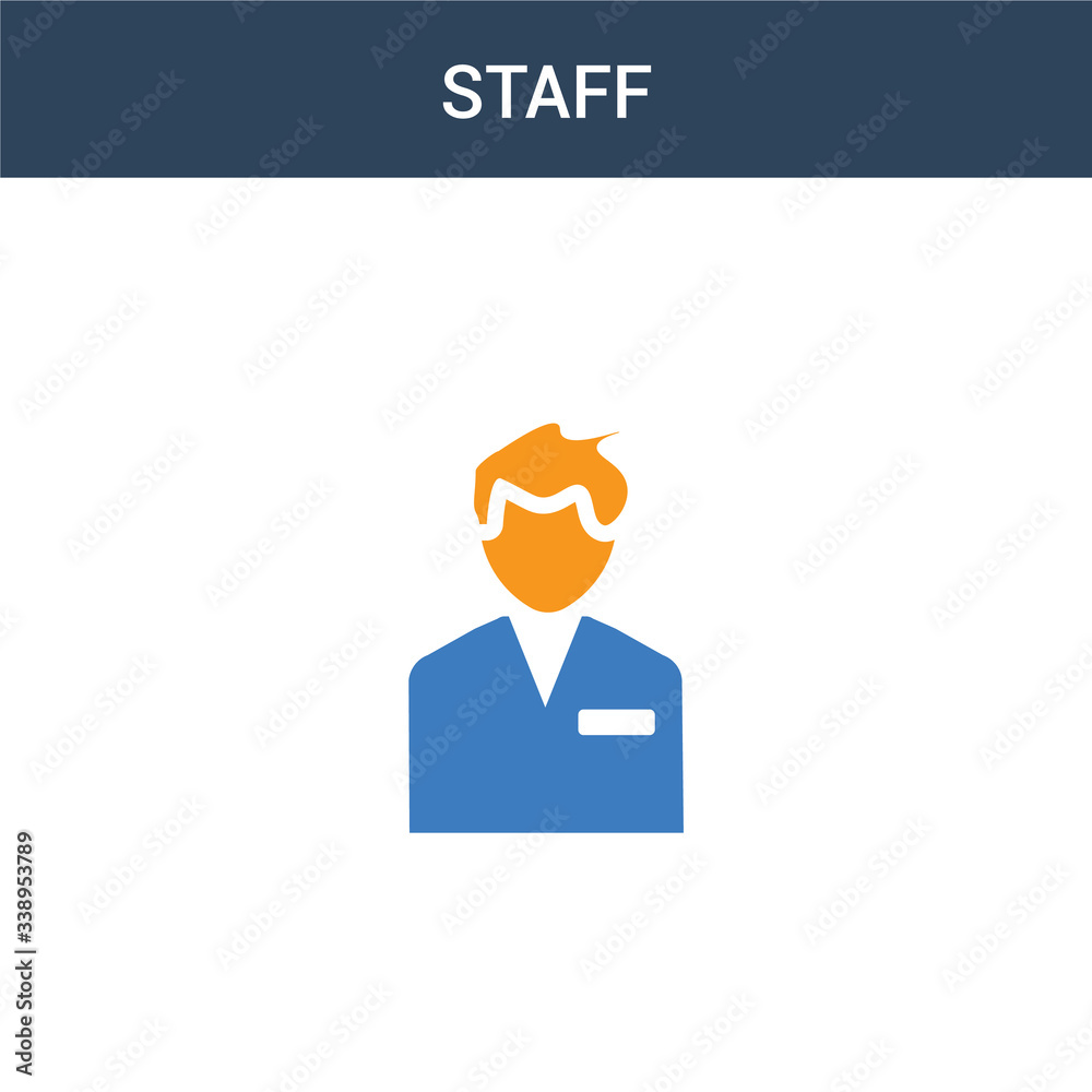 two colored Staff concept vector icon. 2 color Staff vector illustration. isolated blue and orange eps icon on white background.