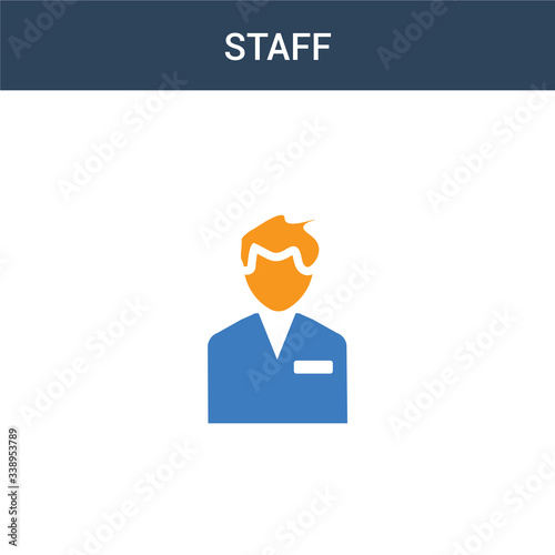 two colored Staff concept vector icon. 2 color Staff vector illustration. isolated blue and orange eps icon on white background.